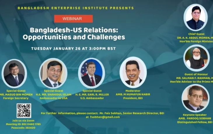 Webinar on “Bangladesh-US Relations: Opportunities and Challenges”, Tuesday, January 26, 2021