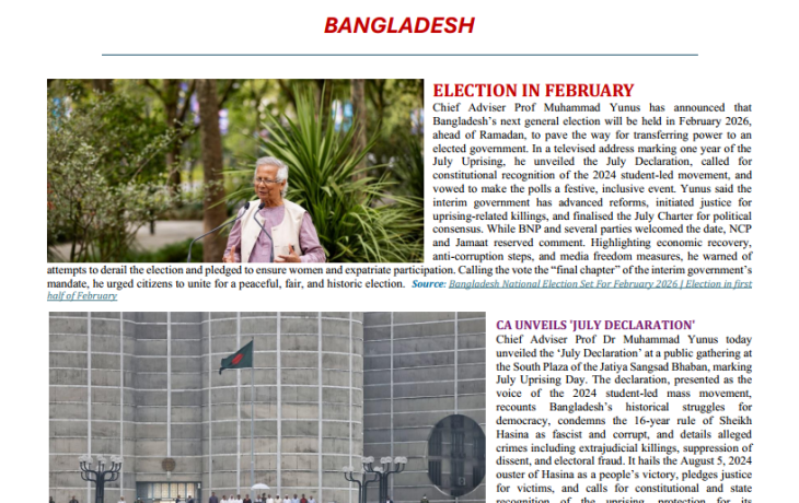 BEI Weekly News Highlights - Brief Highlights on Current Issues in South Asia, 1-13 Aug 2025